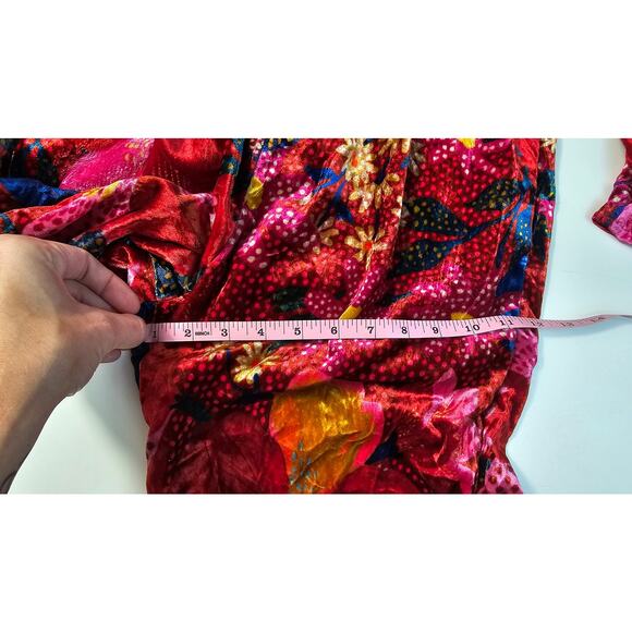 Farm rio snake garden red velour floral bright jumpsuit long sleeve winter S - Picture 14 of 14